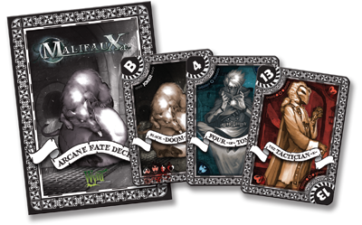 Malifaux 2E fate deck dark black and white second edition