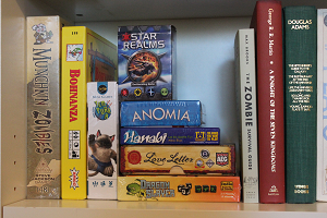 small shelf board game collection
